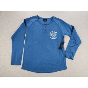 NWT Diamond Supply‎ Co. Women's Size SMALL Washed Blue Henley Long Sleeve Shirt